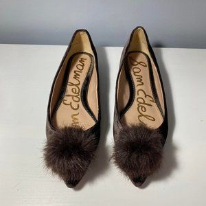 Sam Edelman Raddie Brown Velvet Faux Fur Flats